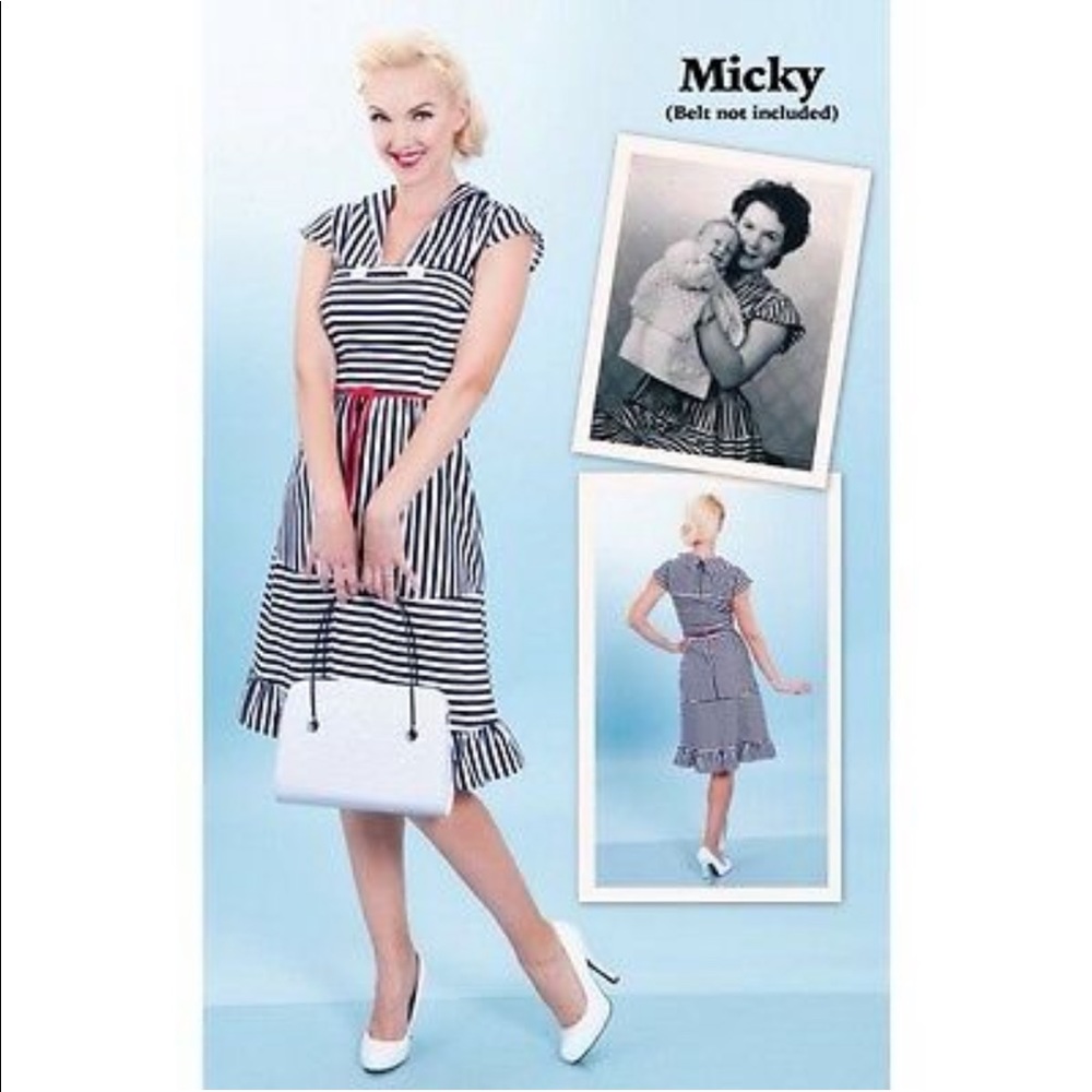 Tatyana Black & White Striped Micky Dress - L